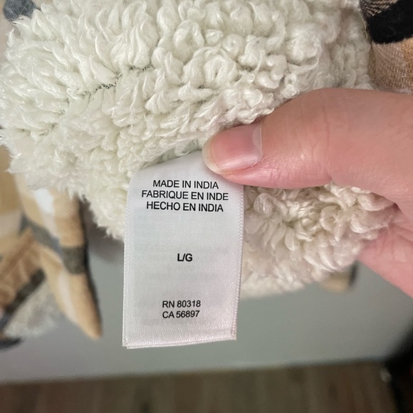 Lucky Brand Beige Plaid Sherpa Shacket Size Large - Picture 6 of 9
